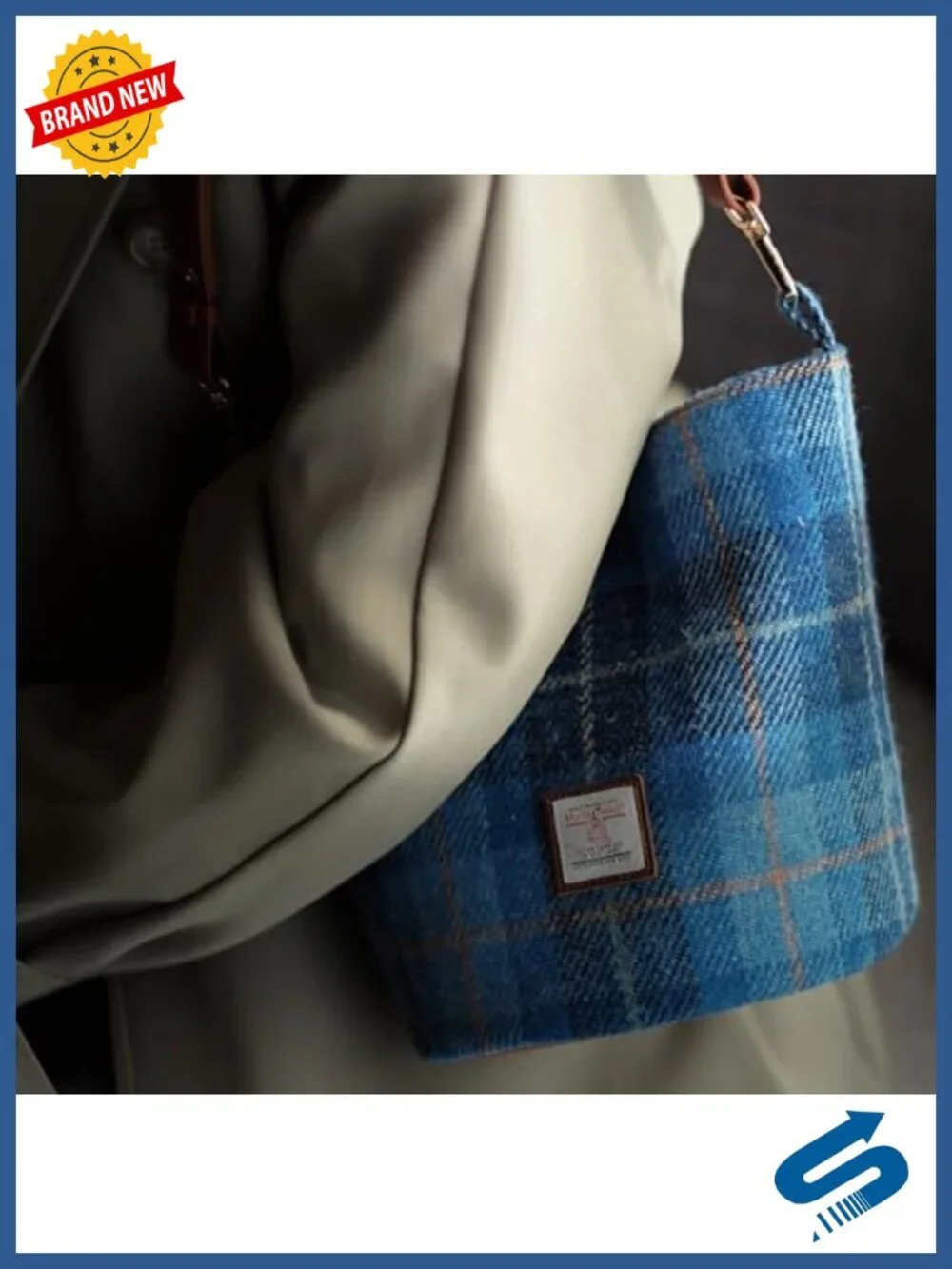 Harris Tweed Bucket Bag Shoulder Handbag Women's Purse with Strap